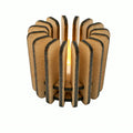 Holz-Teelichthalter ›Lille Lys‹ im Sonnen-Design mit LED-Teelicht, weißer Hintergrund