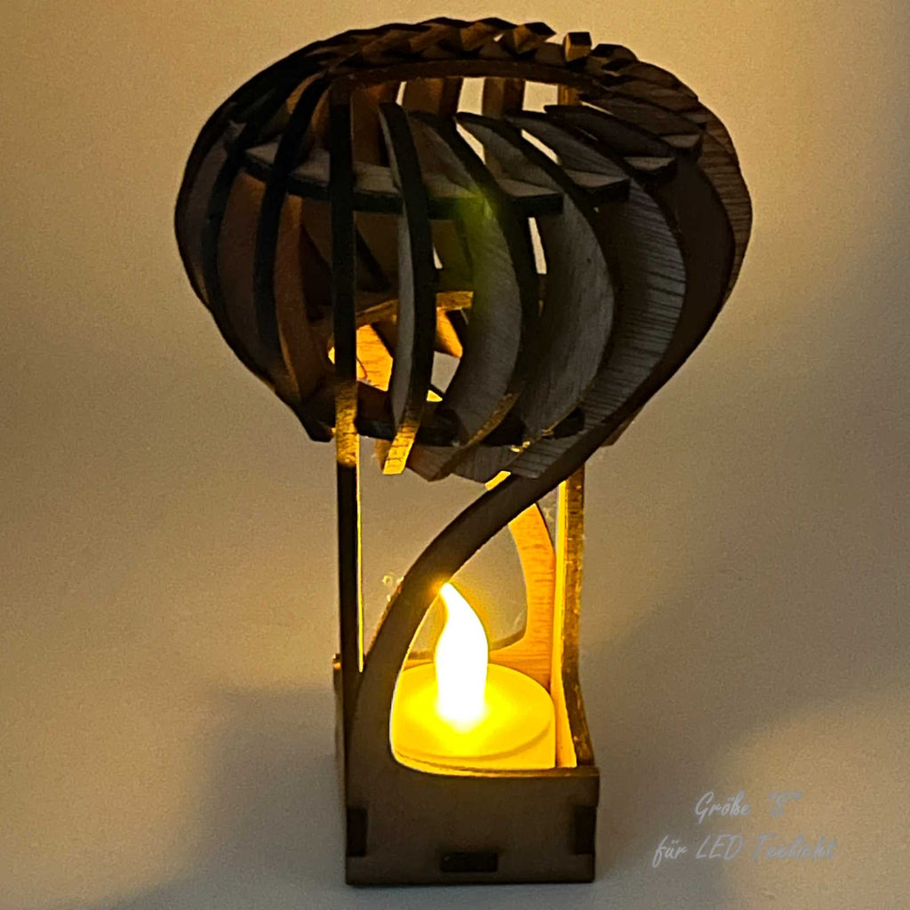 Kleine Heißluftballon-Lampe leuchtend mit LED-Teelicht