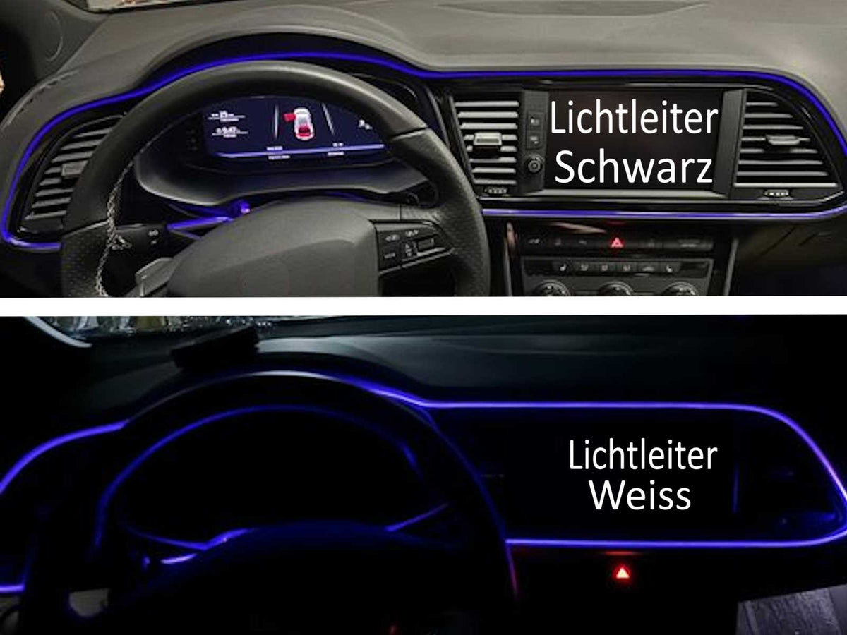 Lichtleiter schwarz und weiß im Vergleich