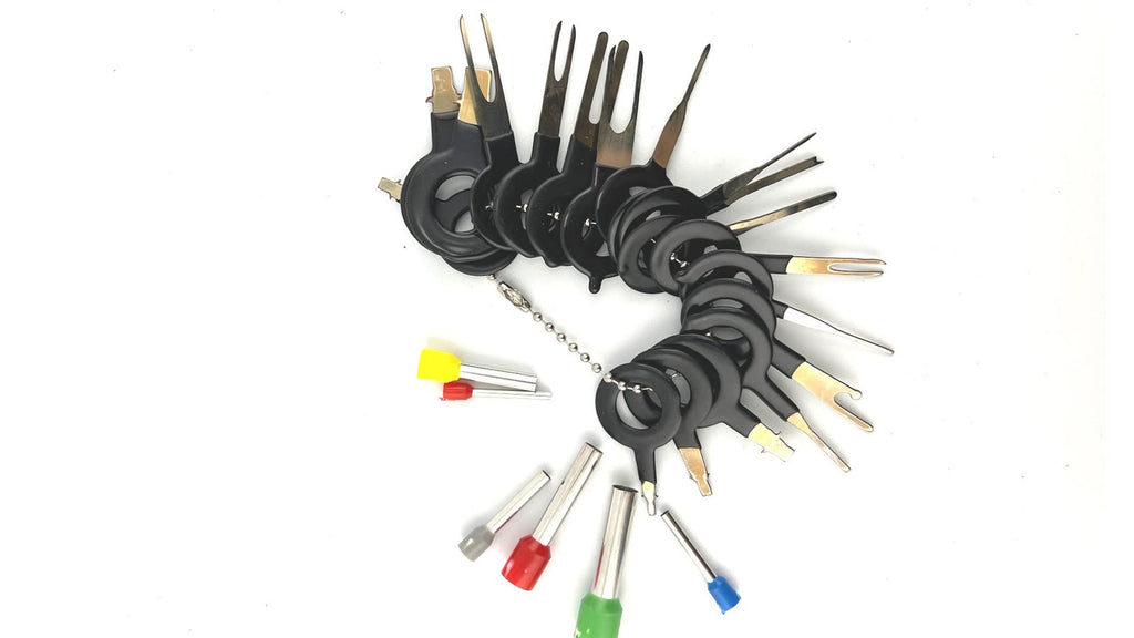Komplettes 24-teiliges Set mit Schlüsselring und Aderendhülsen, Draufsicht