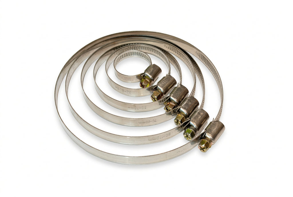 Edelstahl-Schlauchschellen mit Schneckengewinde, 9 mm Band, 10 bis 130 mm
